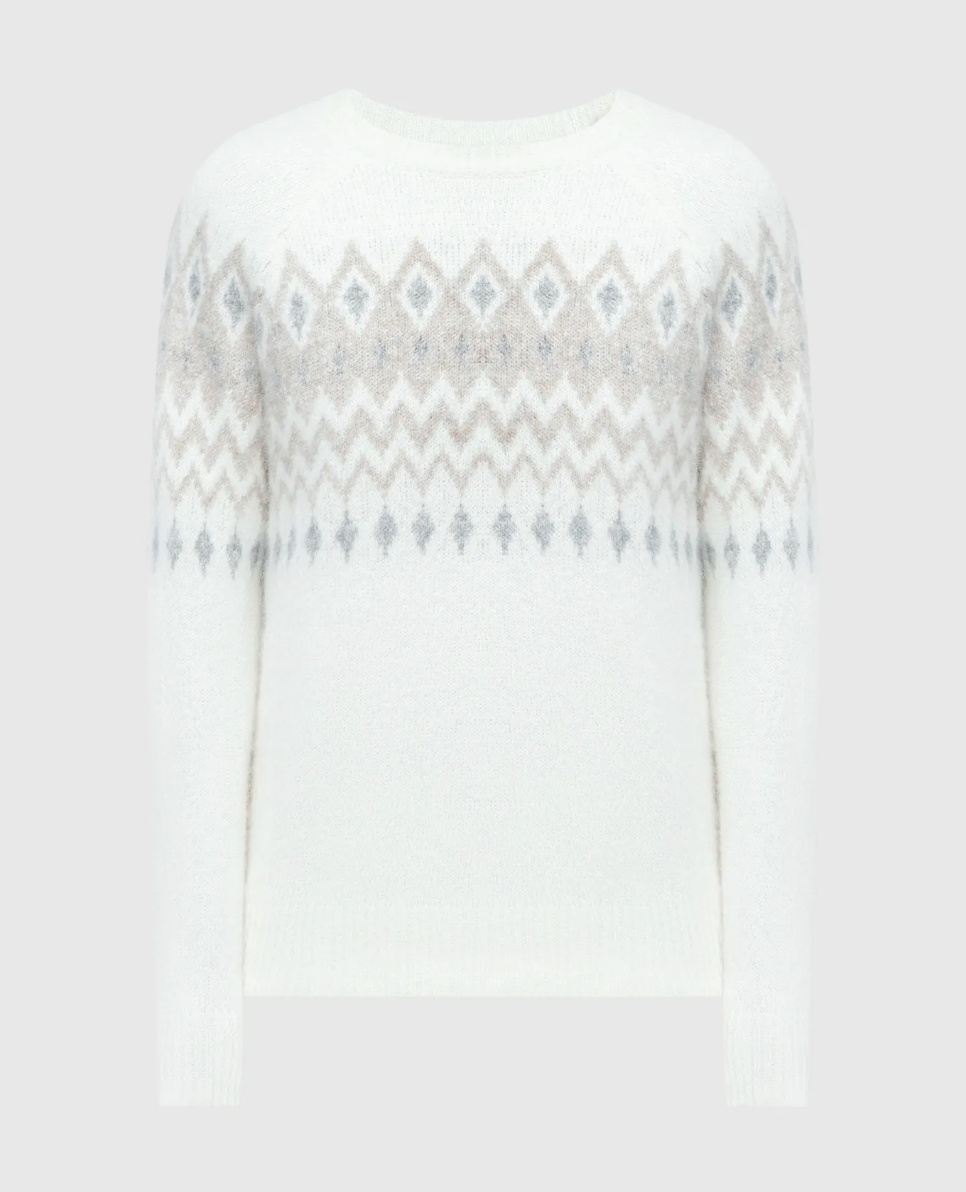 Brunello Cucinelli White sweater with a geometric pattern
